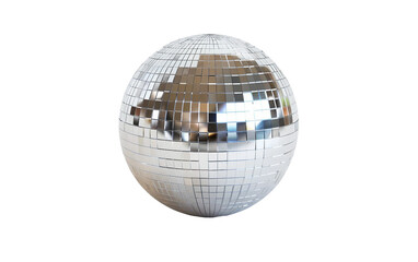 Retro-Inspired Party Disco Ball Close-Up on white background