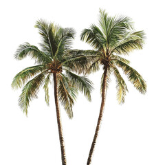 Obraz premium Two Palm Trees Tropical Paradise Vacation Getaway isolated on a white background
