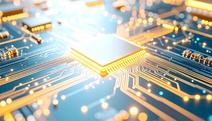 Futuristic Digital Circuitry Abstract Composition with Concentric Layers