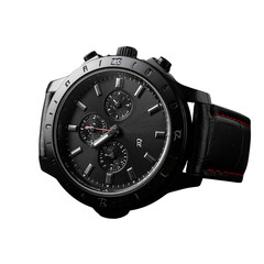 Elegant Whatch: Black Watch with Red Stitching 