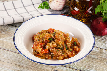Grilled vegetables salad - Eggplant, tomato and pepper
