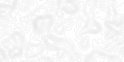 Minimal white line geometric grid outline curve counter map and wavy topography relief discovery area white, black line texture background.	