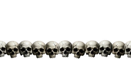 Cracked skulls in a haunting row