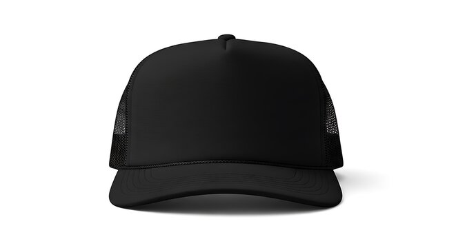 Black Trucker Hat, Blank, Minimalist, Simple Design.
