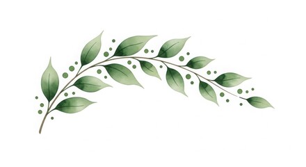 Obraz premium Elegant watercolor flourish with delicate green leaves and berries brings organic beauty to any design project