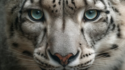 Naklejka premium Closeup Portrait of Snow Leopard with Intense Eyes 