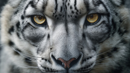 Naklejka premium Closeup Portrait of Snow Leopard with Intense Eyes 