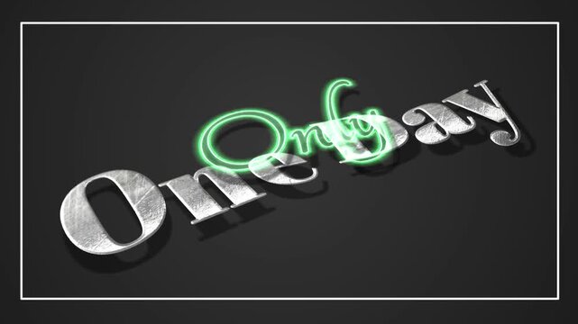 Only one day text animation with metallic silver effect on black background. Limited product promotion sale