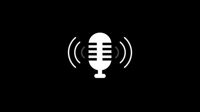 Retro microphone icon with sound waving animation. 4k stook footage.