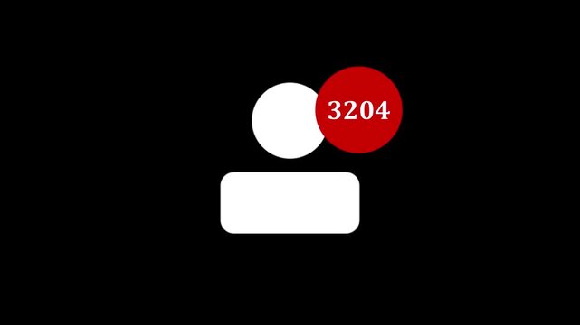 Incoming friend request icon animation on black background. 4k video footage.