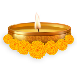 festival traditional lamp with flower festive decorative element