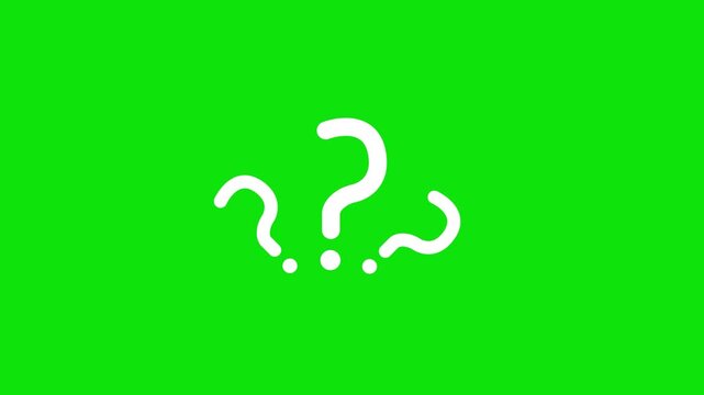 Question mark on green background. 4k Stook Video.