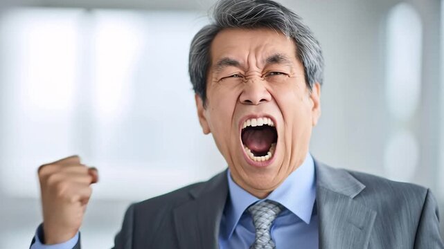 Japanese professional headshot of mature asian businessman in suit for corporate profile