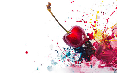 Modern Interpretation of a Cherry Portrait on white background