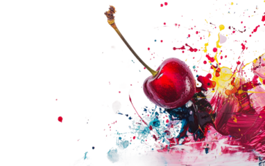 Modern Interpretation of a Cherry Portrait on white background