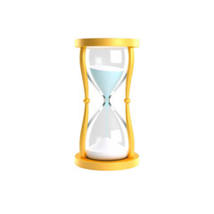 Golden hourglass with white sand flowing through the center against a black background