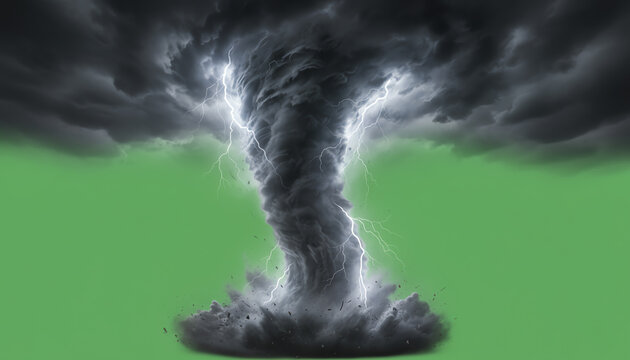 A powerful tornado spirals through a dark, stormy sky, showcasing nature's raw strength and unpredictability in extreme weather.