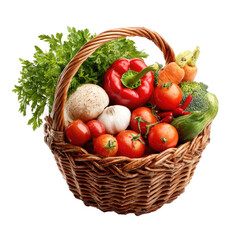 Basket overflowing with colorful fresh vegetables