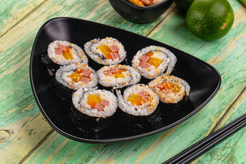 Koream homemade roll Kimbap with nori seaweed