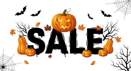 Halloween pumpkins, bats, and spiderwebs for festive design