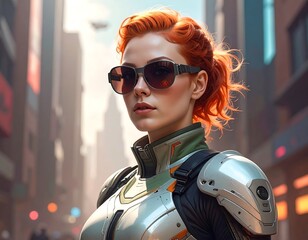 Urban Warrior Woman in Futuristic Armor