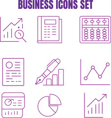 Business icons set with charts and documents graphs