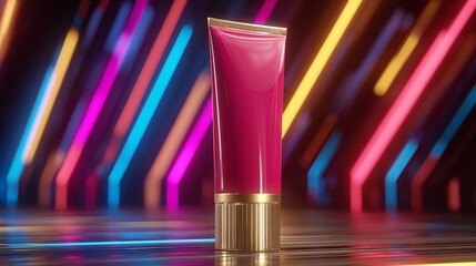 Iridescent tubes neon backdrop product mockup