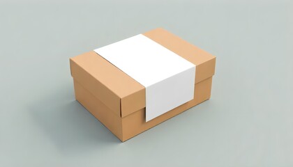 Craft Paper Box For Branding With Blank Paper Label - 3d rendering Packaging Mockup