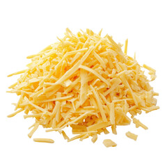 A Pile of Grated Yellow Cheese Isolated on Black Background isolated on a white background