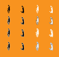 Collection of Basketball Player Poses Silhouettes A set of vector silhouettes of basketball players performing various actions, including dribbling, shooting, and dunking. Perfect for sports graphics