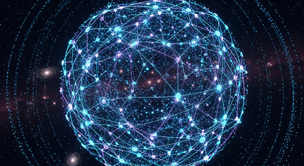 Futuristic Cyber Sphere Network With Glowing Nodes