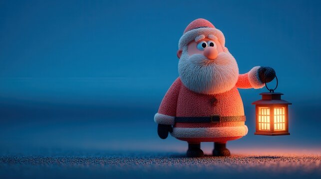 santa claus Cheerful Santa holding a lantern in a wintry setting. .merry christmas and happy new year - Powered by Adobe