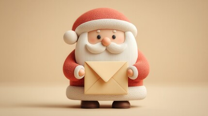 santa claus Santa Claus holding an envelope on a neutral background. .merry christmas and happy new year