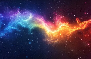 Fototapeta premium Colorful Nebula in Deep Space with Rainbow Hues, Glowing Gas Clouds and Stars. Cosmic, Astronomical and Mystical Universe Concept.
