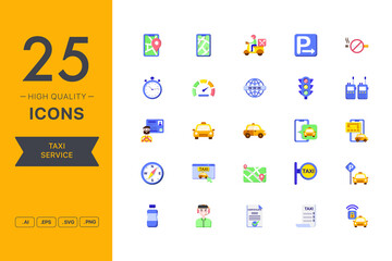 Collection of Pixel Art Transportation and Travel Icons on Yellow Background