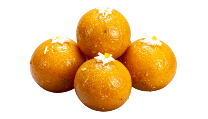 Delicious motichoor ladoo indian sweets dessert for festive celebration and traditional occasions food photography on transparent background