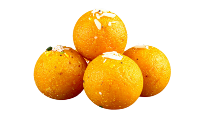 Delicious motichoor ladoo indian sweets dessert for festive celebration and traditional occasions food photography on transparent background