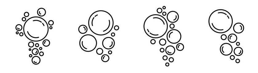 Air bubbles flat icon set. Soap foam bubbles, oxygen bubbles, water bubbles, vector design elements isolated. Vector Illustration.