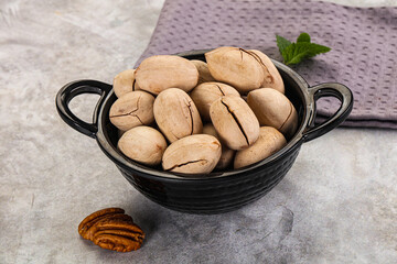 Crunchy pecan nut in the bowl