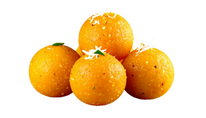 Delicious motichoor ladoo indian sweets dessert for festive celebration and traditional occasions food photography on transparent background