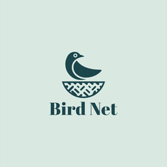 Elegant Bird Logo with Modern Nest Design for Bird Net