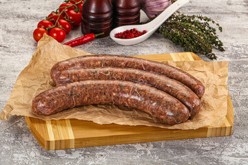 Raw beef and lamb sausages