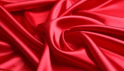 Close-up of a vibrant red satin fabric