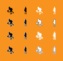 Collection of Basketball Player Poses Silhouettes A set of vector silhouettes of basketball players performing various actions, including dribbling, shooting, and dunking. Perfect for sports graphics