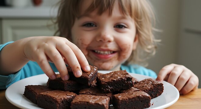 Child eating brownies