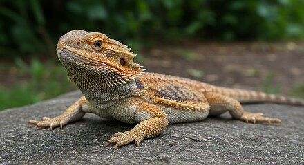 Fototapeta premium Bearded dragon reptile outdoor