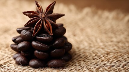 Coffee beans arranged as christmas tree