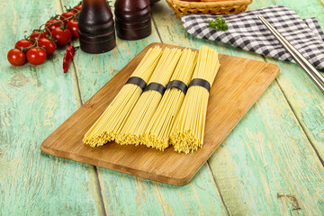 Raw dry uncooked egg noodles