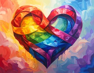 Colorful Heart Abstract Painting