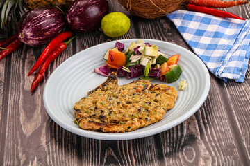 Tasty chicken steak with vegetables